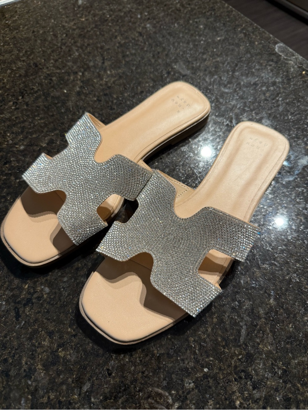 a new day Glitter Crystal Nude Slide Sandals - Picture 3 of 3